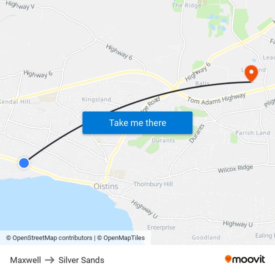 Maxwell to Silver Sands map