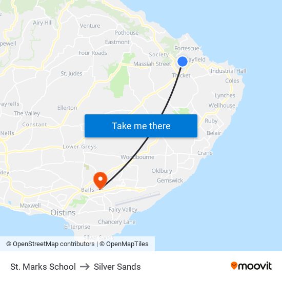 St. Marks School to Silver Sands map