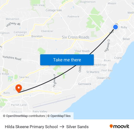 Hilda Skeene Primary School to Silver Sands map