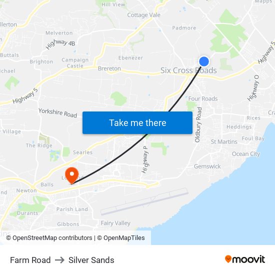 Farm Road to Silver Sands map