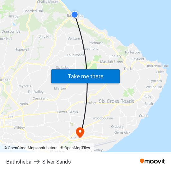 Bathsheba to Silver Sands map