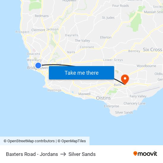 Baxters Road - Jordans to Silver Sands map