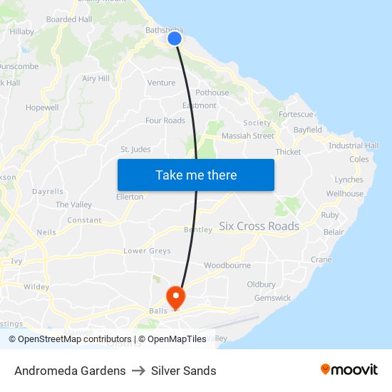 Andromeda Gardens to Silver Sands map