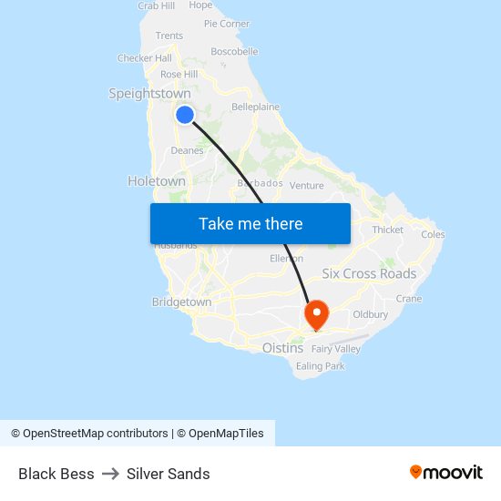 Black Bess to Silver Sands map
