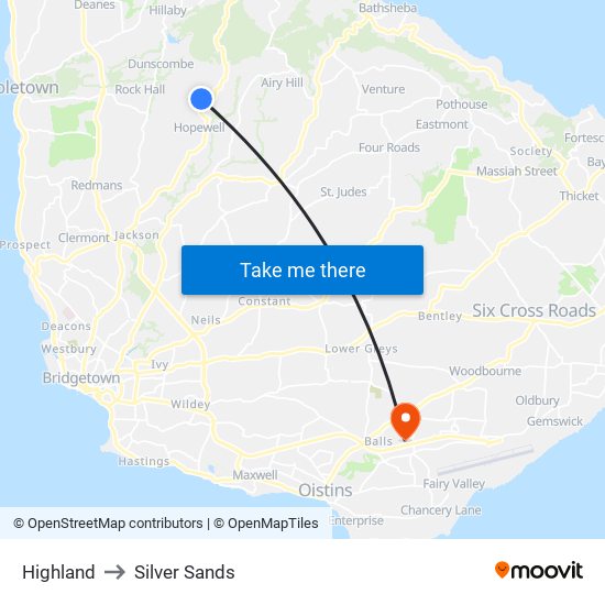 Highland to Silver Sands map