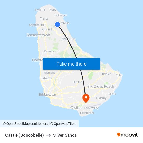 Castle (Boscobelle) to Silver Sands map