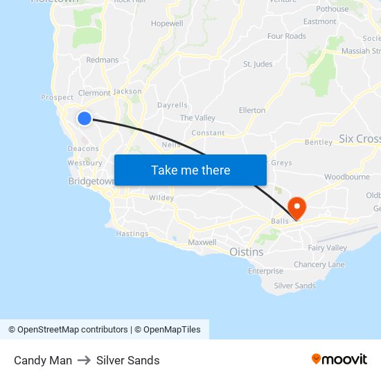Candy Man to Silver Sands map