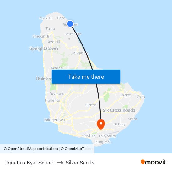 Ignatius Byer School to Silver Sands map