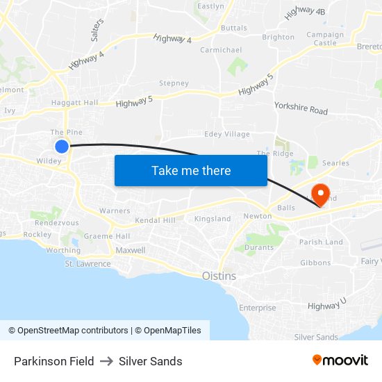 Parkinson Field to Silver Sands map