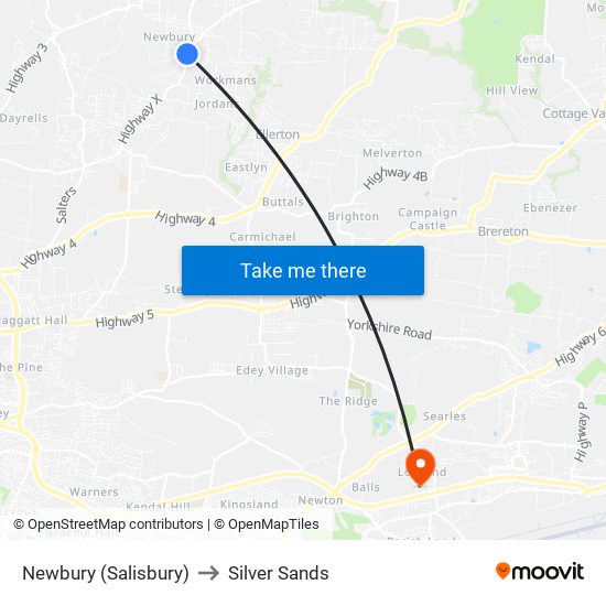 Newbury (Salisbury) to Silver Sands map