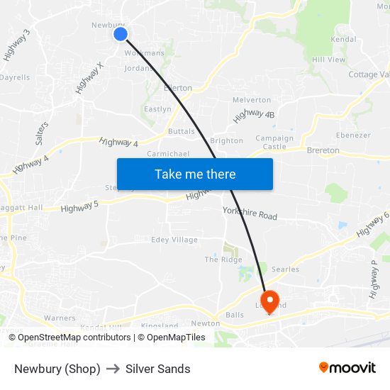 Newbury (Shop) to Silver Sands map