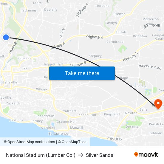 National Stadium (Lumber Co.) to Silver Sands map