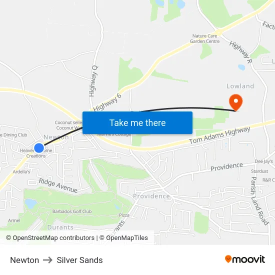 Newton to Silver Sands map