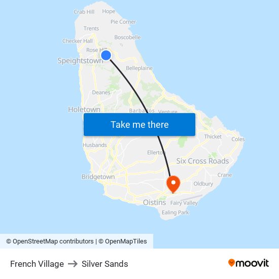 French Village to Silver Sands map