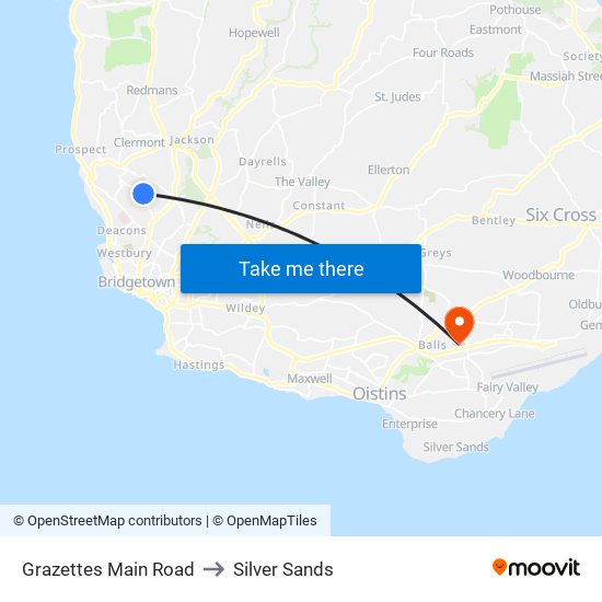 Grazettes Main Road to Silver Sands map