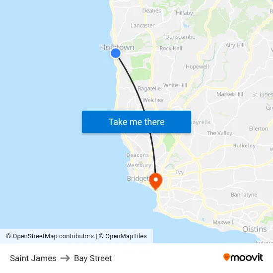 Saint James to Bay Street map