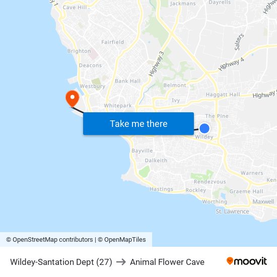 Wildey-Santation Dept (27) to Animal Flower Cave map