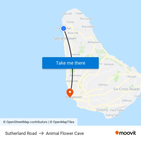 Sutherland Road to Animal Flower Cave map