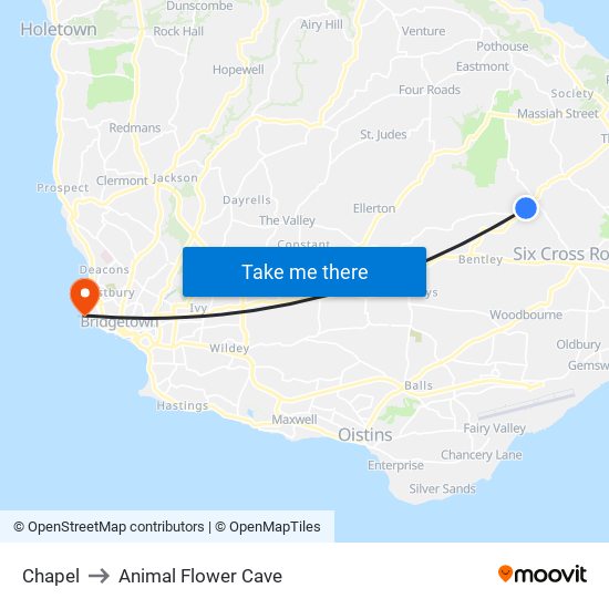 Chapel to Animal Flower Cave map