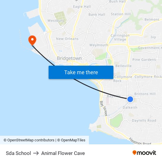 Sda School to Animal Flower Cave map