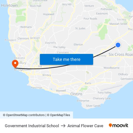 Government Industrial School to Animal Flower Cave map