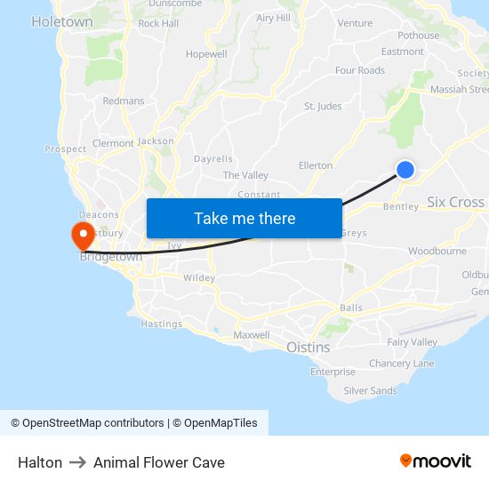 Halton to Animal Flower Cave map