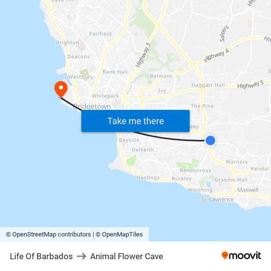 Life Of Barbados to Animal Flower Cave map