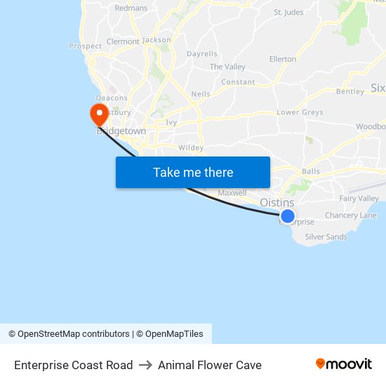 Enterprise Coast Road to Animal Flower Cave map