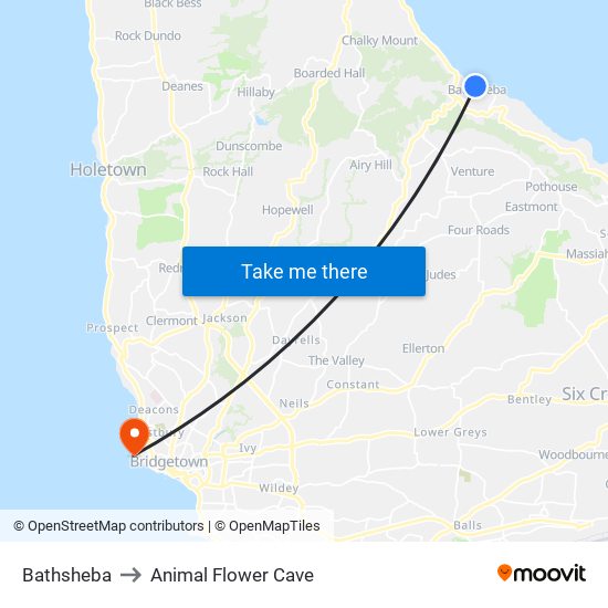 Bathsheba to Animal Flower Cave map