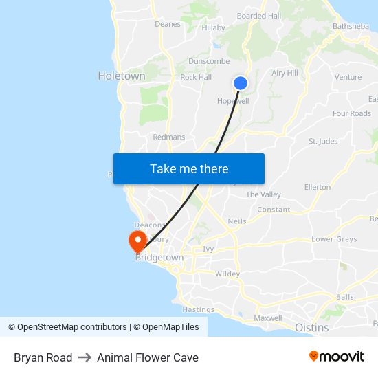 Bryan Road to Animal Flower Cave map