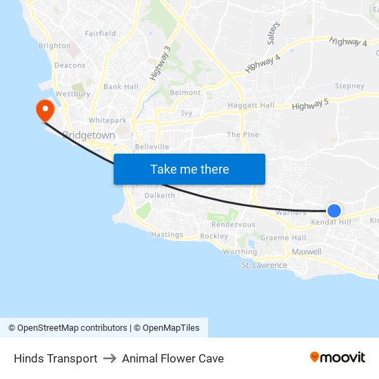 Hinds Transport to Animal Flower Cave map