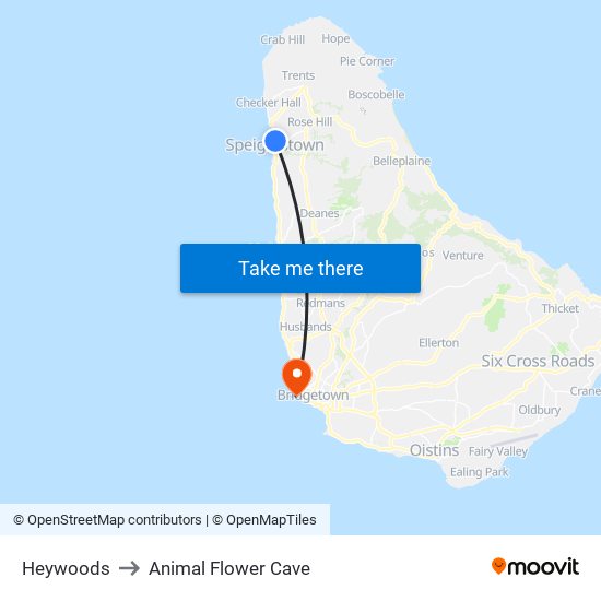 Heywoods to Animal Flower Cave map
