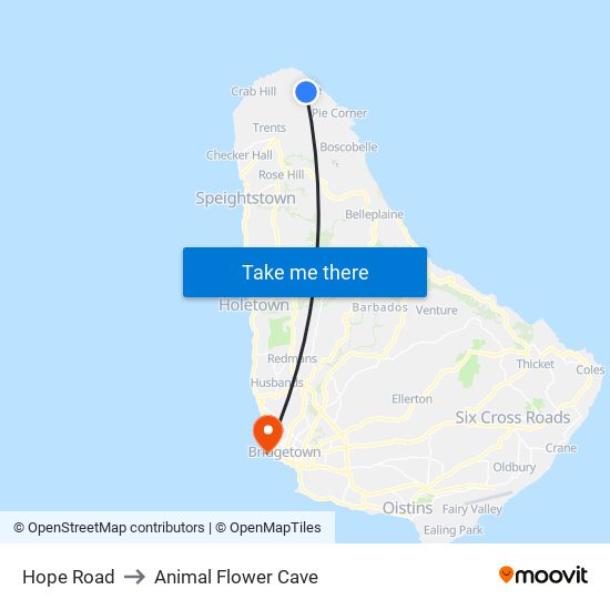 Hope Road to Animal Flower Cave map
