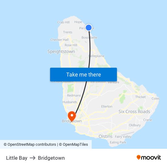 Little Bay to Bridgetown map