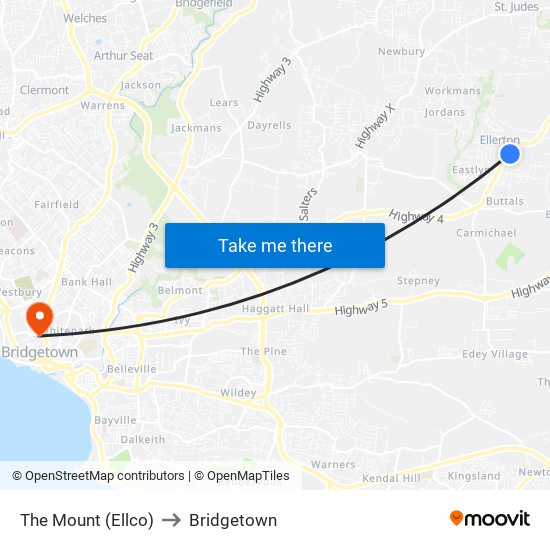 The Mount (Ellco) to Bridgetown map