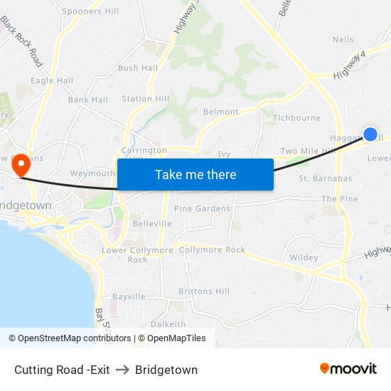Cutting Road -Exit to Bridgetown map