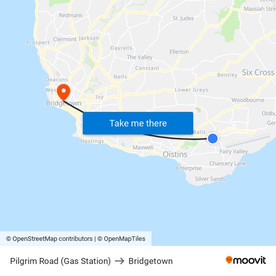 Pilgrim Road (Gas Station) to Bridgetown map