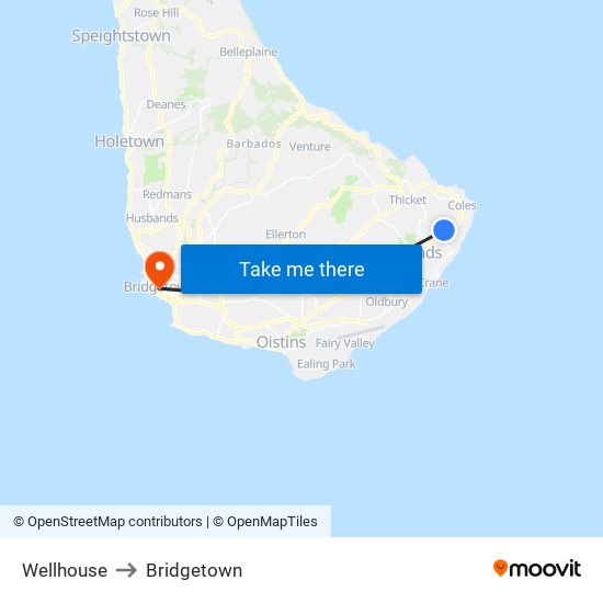 Wellhouse to Bridgetown map