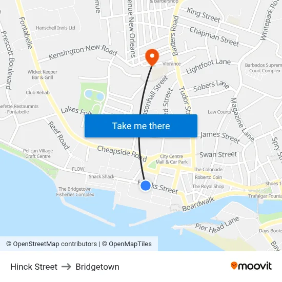 Hinck Street to Bridgetown map