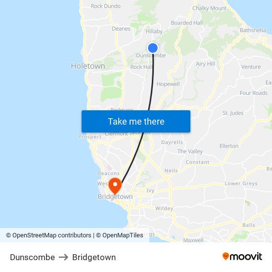Dunscombe to Bridgetown map
