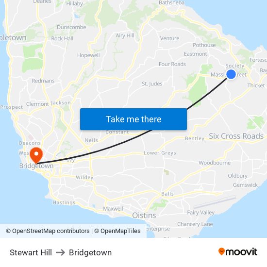 Stewart Hill to Bridgetown map