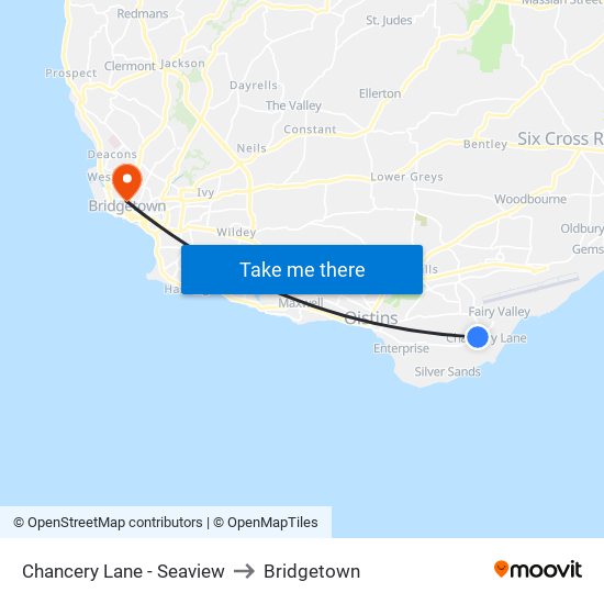 Chancery Lane - Seaview to Bridgetown map