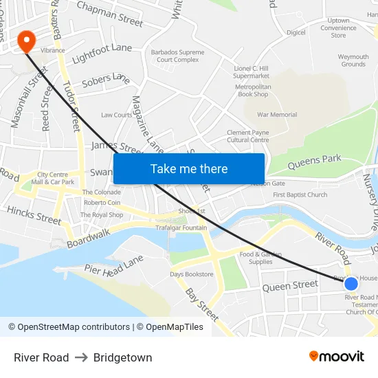 River Road to Bridgetown map
