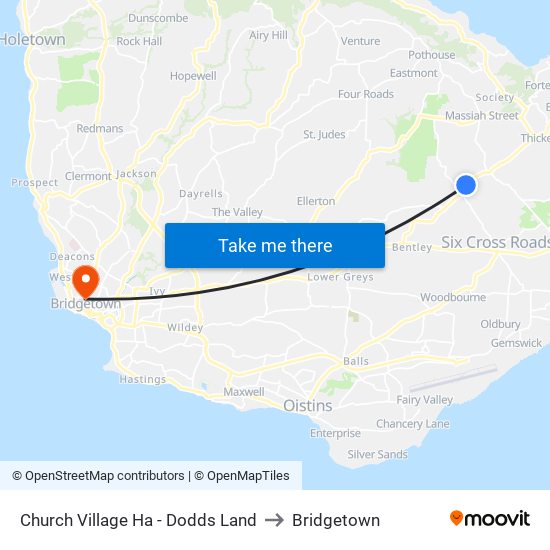 Church Village Ha - Dodds Land to Bridgetown map