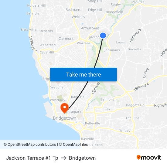 Jackson Terrace #1 Tp to Bridgetown map