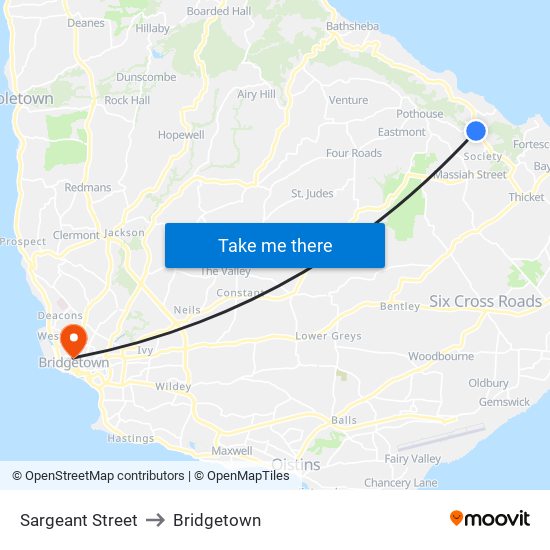 Sargeant Street to Bridgetown map