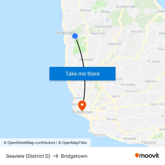 Seaview (District D) to Bridgetown map