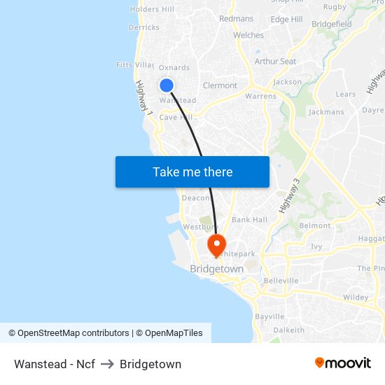 Wanstead - Ncf to Bridgetown map