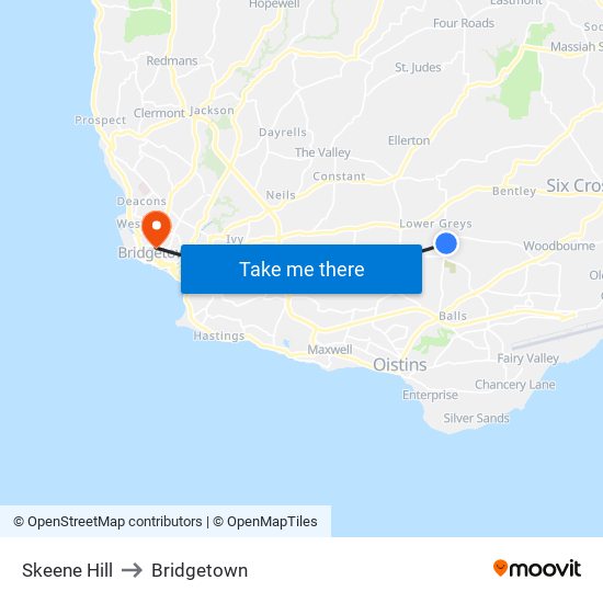Skeene Hill to Bridgetown map