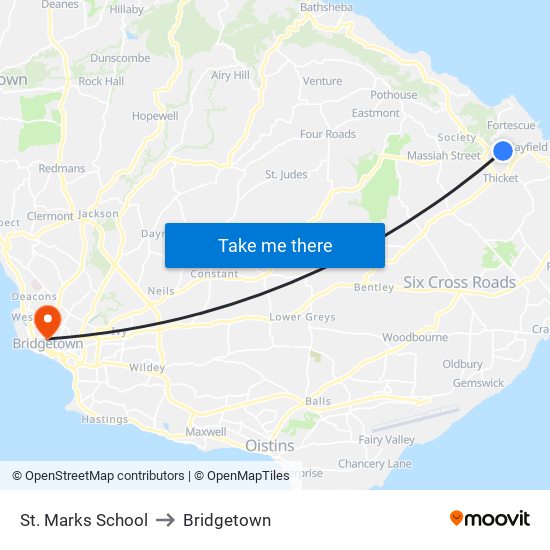 St. Marks School to Bridgetown map